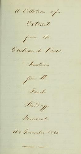 A collection of extracts from the Coutume de Paris