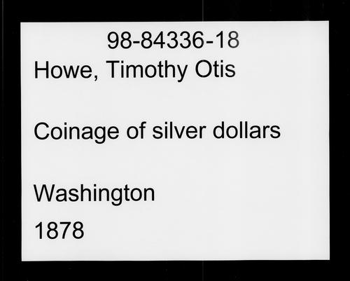 Coinage of silver dollars