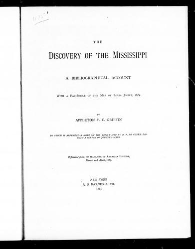The discovery of the Mississippi, a bibliographical account