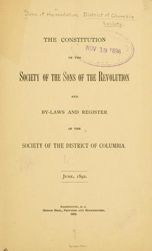 The constitution of the Society of the Sons of the Revolution