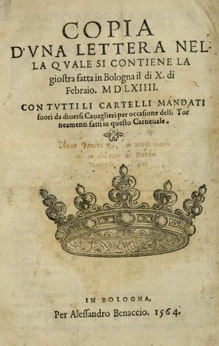 Copia d'vna lettera che narra minvtamente la entrata fatta dall'illustrissimo duca Ottauio Farnese, nella magnifica città di Piacenza