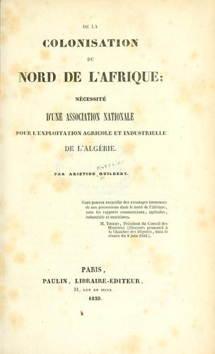De la colonisation du nord de l'Afrique