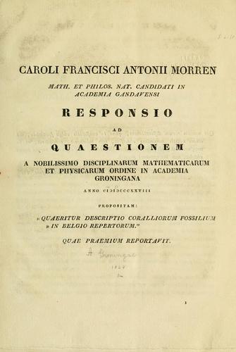 Descriptio coralliorum fossilium in Belgio repertorum