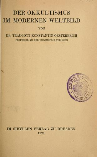 Der okkultismus im modernen Weltbild