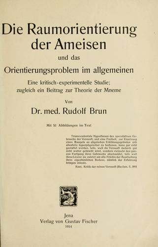 Die raumorientierung der ameisen und das orientierungsproblem im allgemeinen