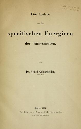 Die lehre von den specifischen energieen der sinnesnerven