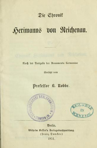 Die chronik Herimanns von Reichenau