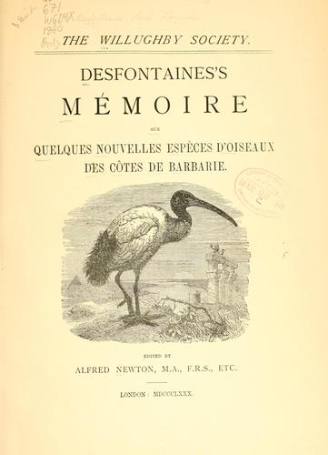 Desfontaines's Mémoire sur quelques nouvelles espèces d'oiseaux des côtes de Barbarie