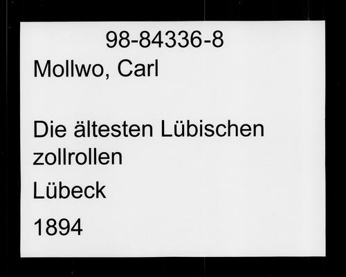Die ältesten Lübischen zollrollen
