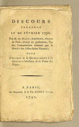 Discours prononcé le 20 février 1790