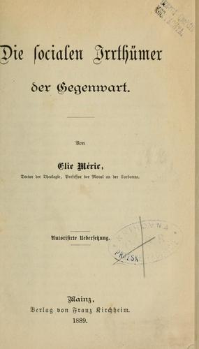 Die socialen Irrthumer der Gegenwart