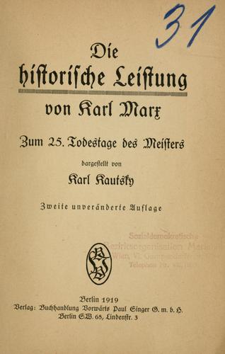 Die historische Leistung von Karl Marx