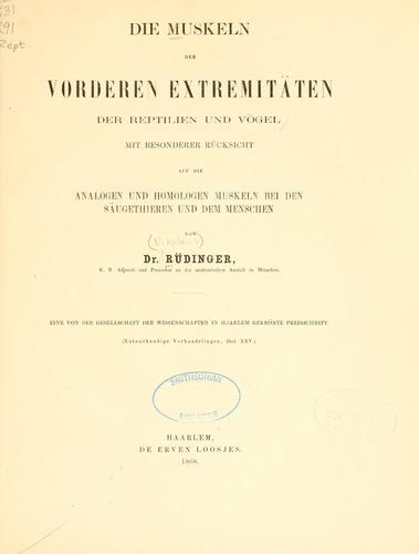 Die Muskeln der vorderen extremitäten der Reptilien und Vögel