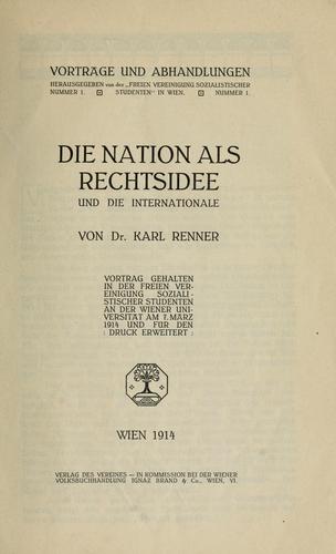 Die Nation als Rechtsidee und die Internationale