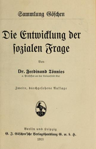 Die entwicklung der socialen frage