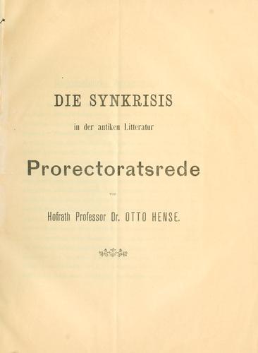 Die Synkrisis in der antiken Litteratur