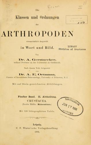 Die Klassen und Ordnungen der Arthropoden