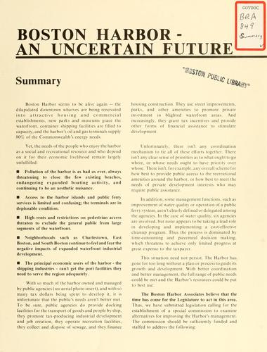 Boston harbor - an uncertain future