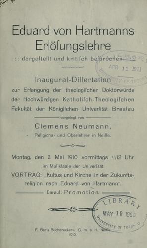 Eduard von Hartmanns Erlösungslehre