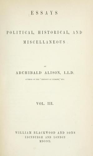 Essays, political, historical, and miscellaneous