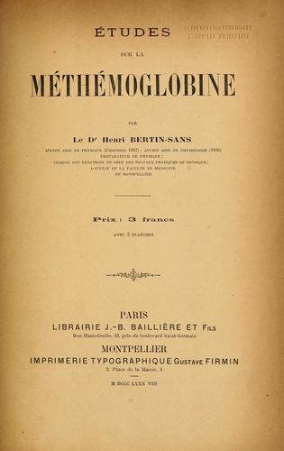 Etudes sur la méthémoglobine