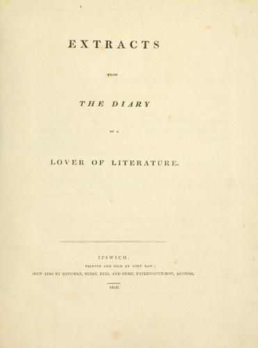 Extracts from the diary of a lover of literature