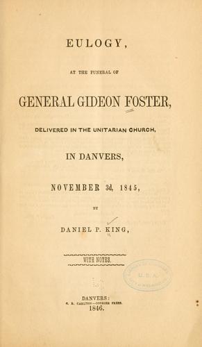 Eulogy, at the funeral of General Gideon Foster