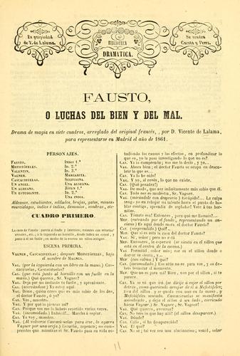 Fausto, o, Luchas del bien y del mal