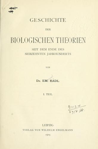 Geschichte der biologischen Theorien seit dem Ende des siebzehnten Jahrhunderts