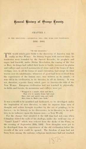 History of the county, of Orange: with a history of the town and city of Newburgh