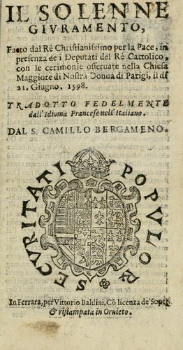 Il solenne givramento fatto dal rè christianissimo per la pace, in presenza de i deputati del rè cattolico