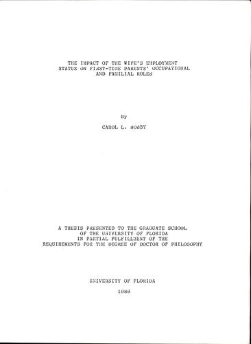 The impact of the wife's employment status on first-time parents' occupational and familial roles