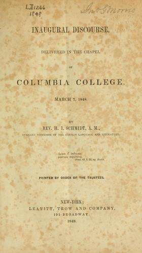 Inaugural discourse, delivered in the chapel of Columbia college