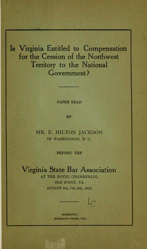 Is Virginia entitled to compensation for the cession of the Northwest territory to the national government?