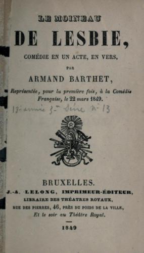Le moineau de Lesbie, comédie en un acte, en vers
