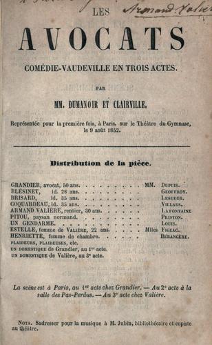 Les avocats, comédie-vaudeville en trois actes