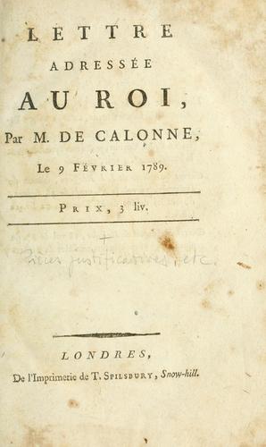 Lettre adressée au roi
