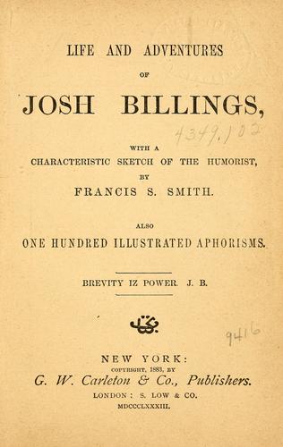 Life and adventures of Josh Billings