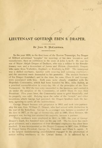 Lieutenant Govern[o]r Eben S. Draper