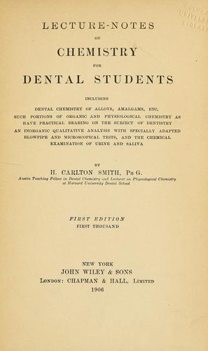 Lecture-notes on chemistry for dental students