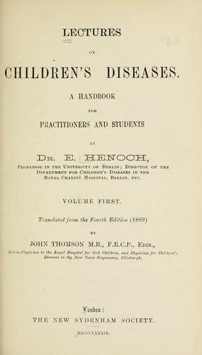 Lectures on children's diseases