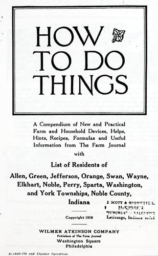 List of residents of Noble county, Indiana, 1919
