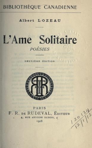 L'âme solitaire, poésies