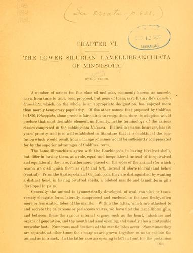 The Lower Silurian Lamellibranchiata of Minnesota