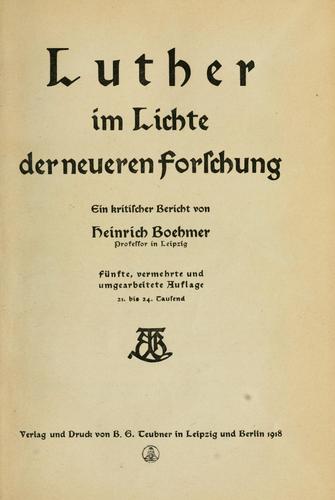 Luther im Lichte der neueren Forschung