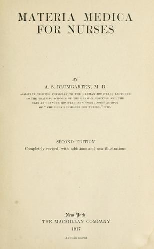 Materia medica for nurses