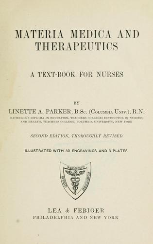 Materia medica and therapeutics