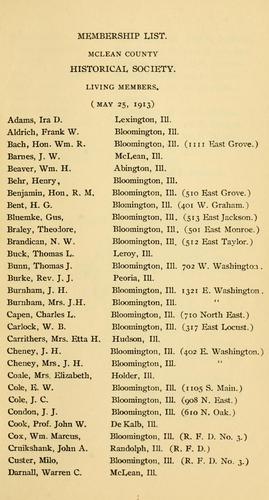 Membership list McLean County historical society