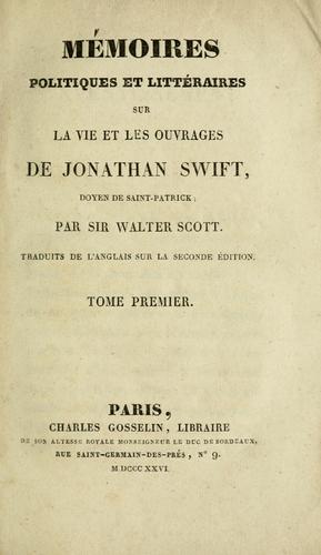 Mémoires politiques et littéraires sur la vie et les ouvrages de Jonathan Swift