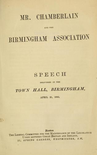 Mr. Chamberlain and the Birmingham Association